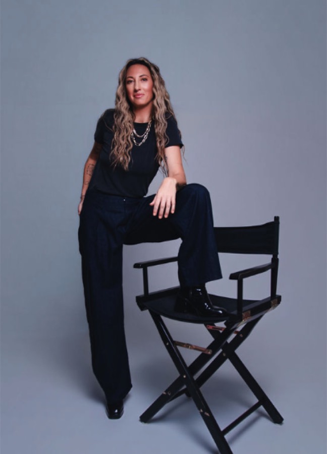 Crystal Ortiz in a director's chair